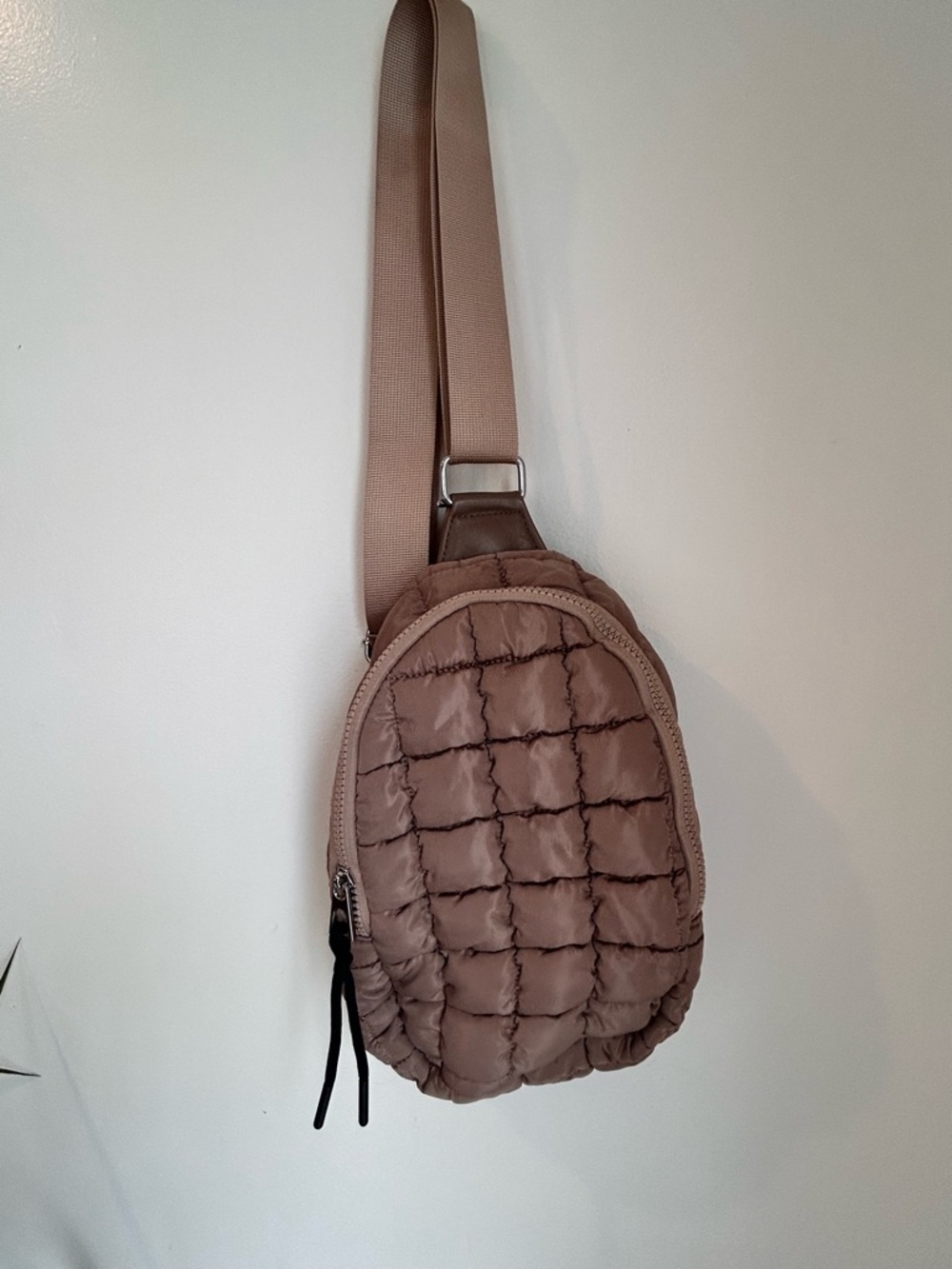 Quilted Crossbody Sling Bag - Taupe